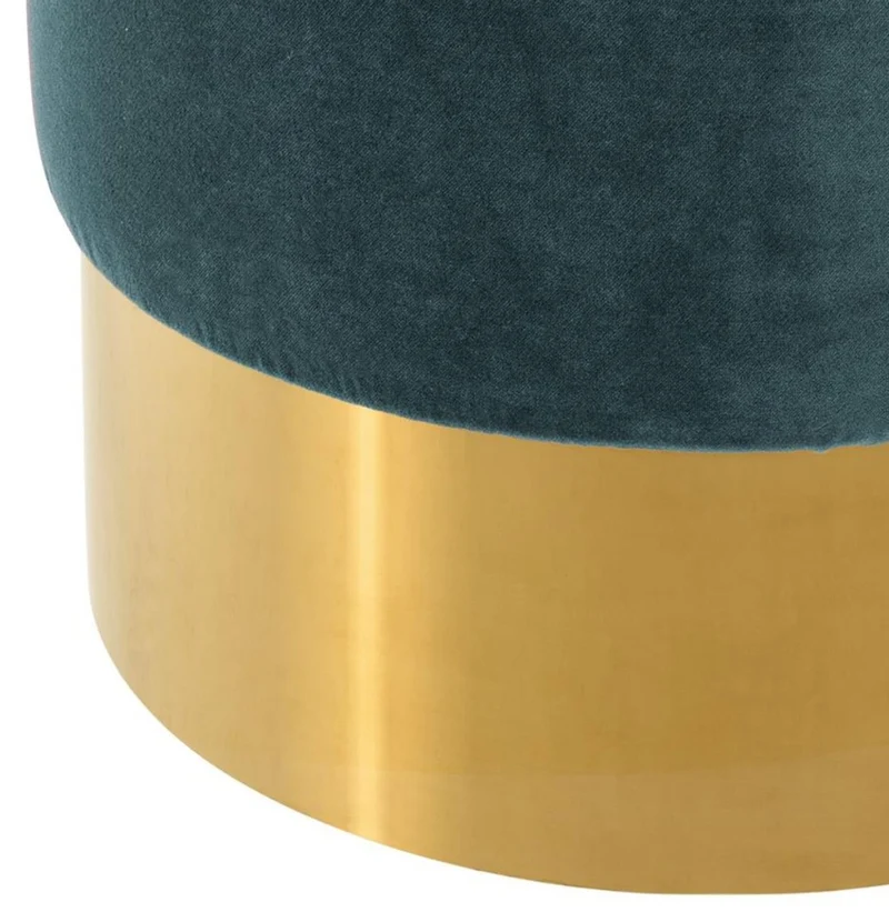 Casa Padrino Luxus Hocker Dunkeltürkis / Gold Ø 40 x H. 45 cm - Hotel Möbel
