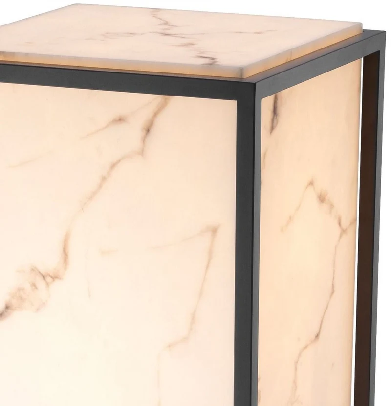 Casa Padrino Luxus Stehleuchte Schwarz / Alabasterfarben 45 x 45 x H. 114,5 cm - Moderne Wohnzimmer Lampe - Luxus Kollektion