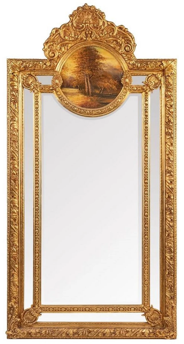 Casa Padrino Barock Spiegel Gold - Handgefertigter Wandspiegel im Barockstil - Antik Stil Garderoben Spiegel - Prunkvoller Wohnzimmer Spiegel - Barock Möbel