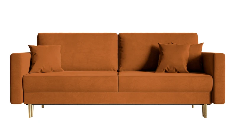 Dreisitziges ausklappbares Sofa Valico in kupferfarbenem Samt, wasserabweisend