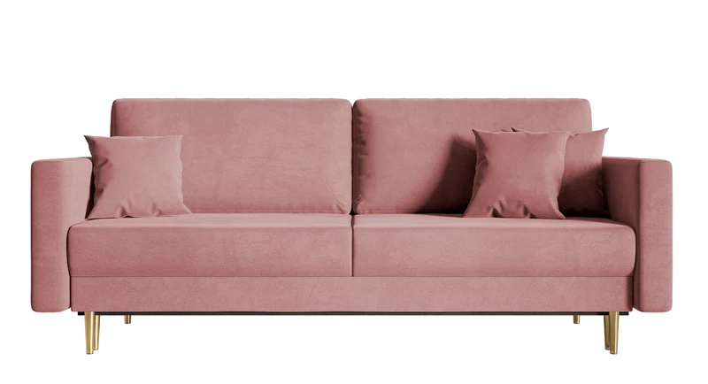 Dreisitziges ausklappbares Sofa Valico, rosa Samt, wasserabweisend