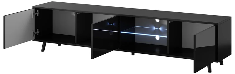 TV-Schrank Galhad Schwarz matt / Schwarz glänzend