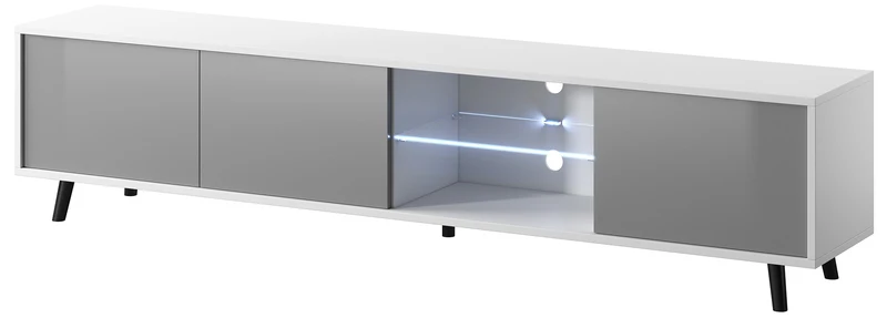 TV-Schrank Galhad Weiß matt / Grau glänzend