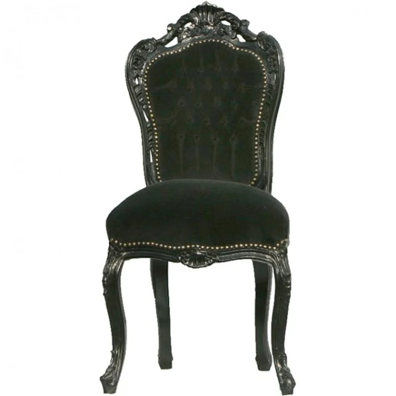 Casa Padrino Barock Esszimmer Stuhl Schwarz / Schwarz - Möbel Barockstil