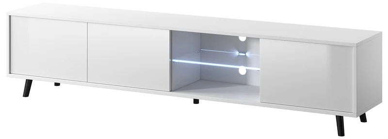 TV-Schrank Galhad Mattweiß / Hochglanzweiß