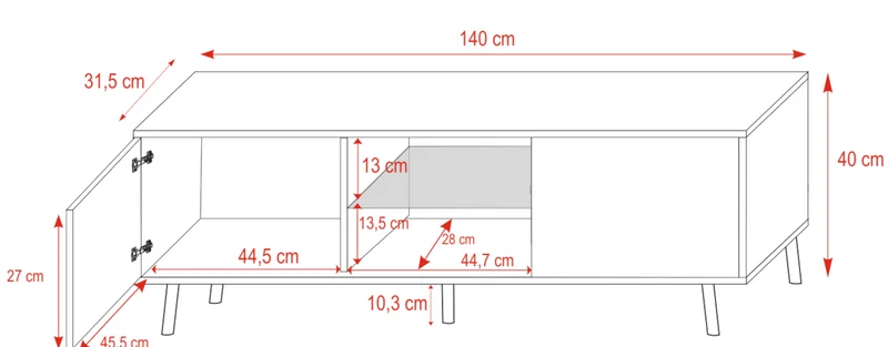 TV-Schrank Lefyr 140 cm Wotaneiche