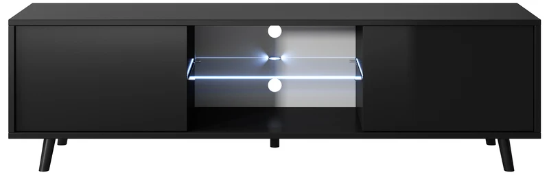 TV-Schrank Lefyr 140 cm Matt Schwarz / Hochglanz Schwarz