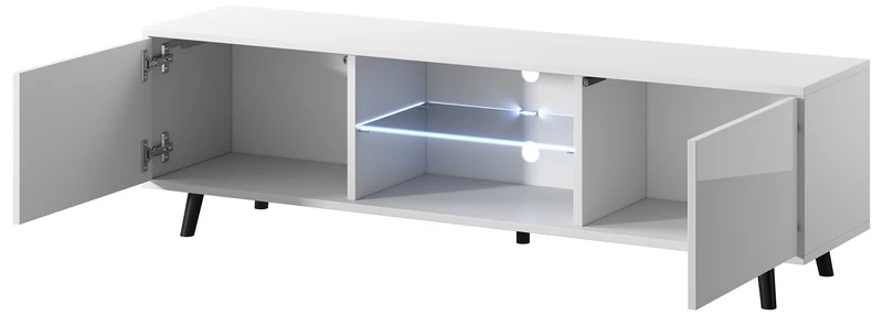 TV-Schrank Lefyr 140 cm Mattweiß / Weiß Hochglanz