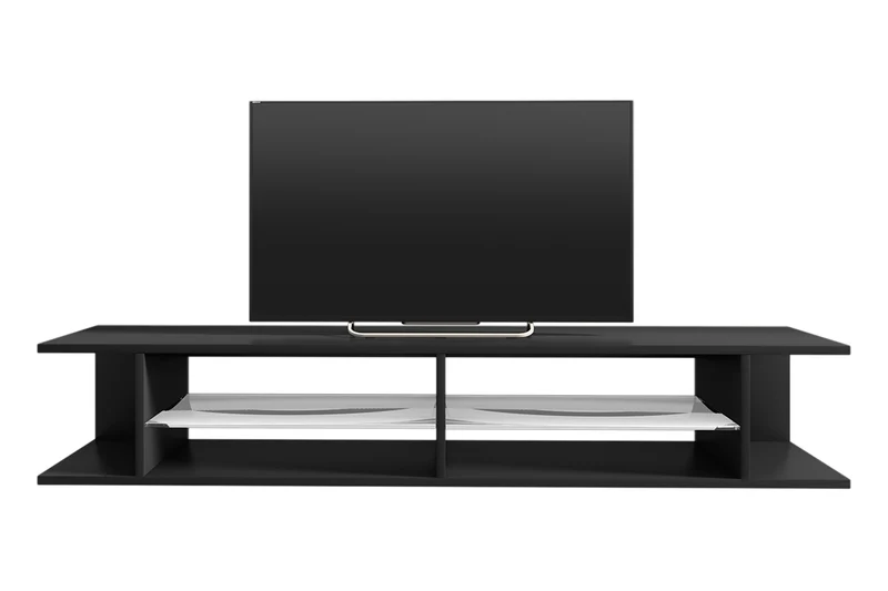 TV-Schrank Mitchell 180 cm Schwarz matt / Schwarz glänzend
