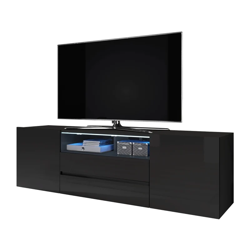 TV-Schrank Bros Schwarz matt / Schwarz glänzend