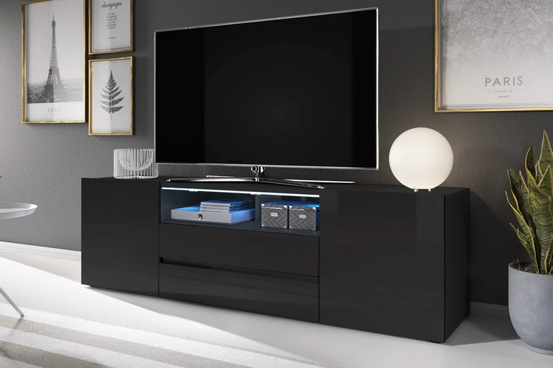 TV-Schrank Bros Schwarz matt / Schwarz glänzend