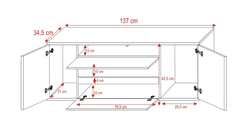 TV-Schrank Bros Schwarz matt / Schwarz glänzend
