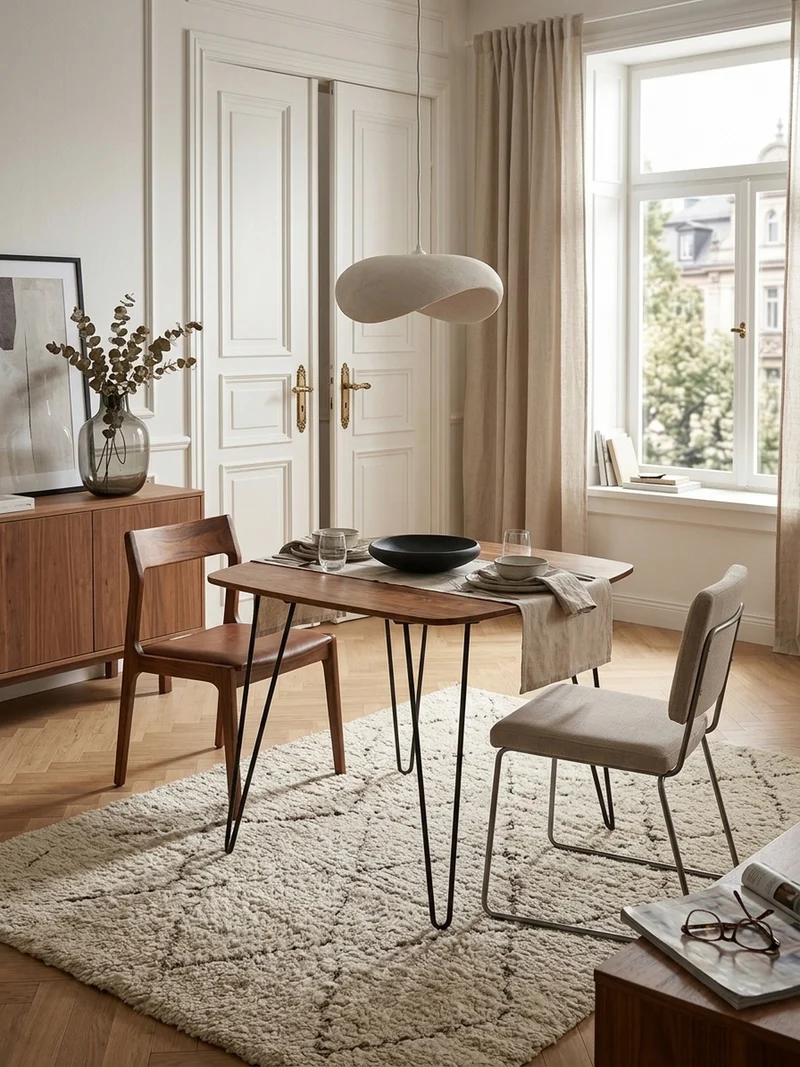 Esszimmertisch – Massivholz Braun 80x80x76 cm Modern abgerundete Ecken