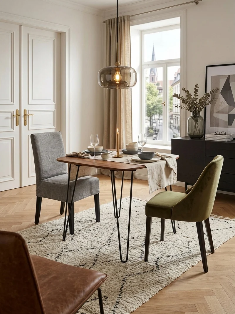 Esszimmertisch – Massivholz Braun 80x80x76 cm Modern abgerundete Ecken
