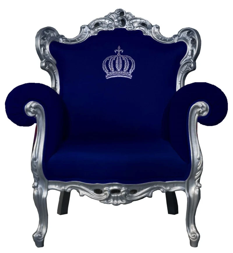 Casa Padrino Luxus Barock Sessel Pompöös von Harald Glööckler in Blau / Silber - 95 x 80 x 105 cm