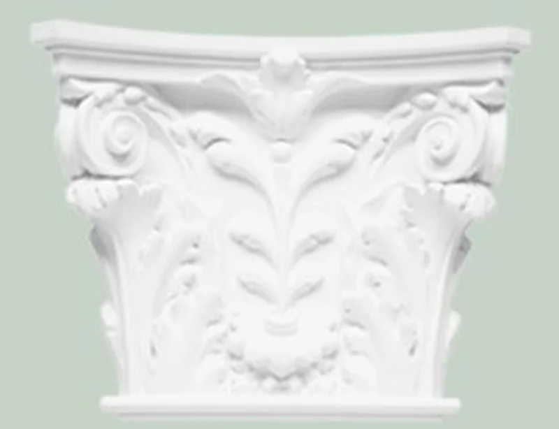 Casa Padrino Barock Zierelement Säulen Kopfteil Weiß 42,5 x 10,5 x H. 35 cm - Wanddeko im Barockstil