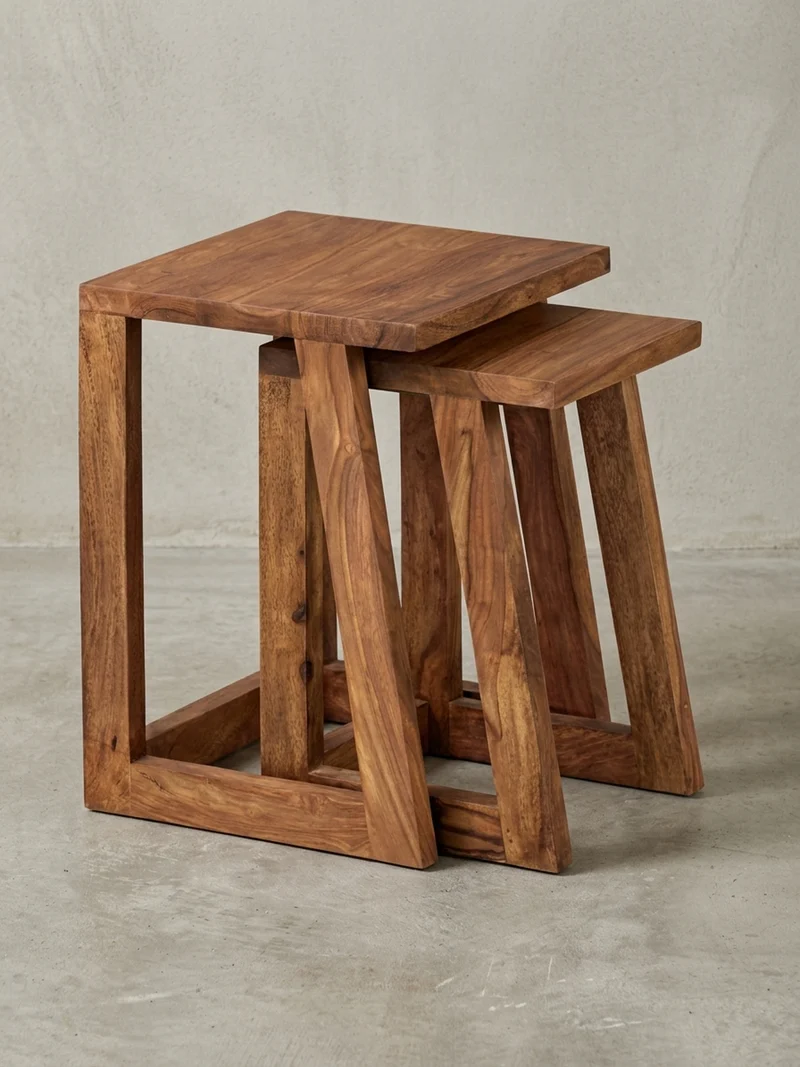 Beistelltisch Set – 2-teilig Massivholz verschiedene Größen