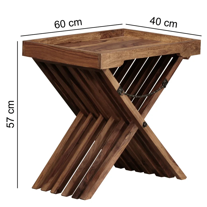 Beistelltisch – Klappbar Massivholz 60x57 cm mit Tablett