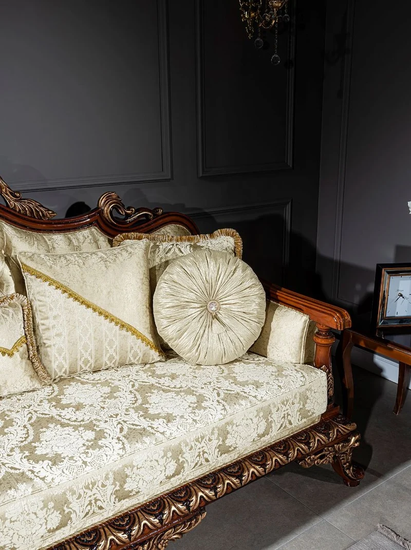 Casa Padrino Luxus Barock Wohnzimmer Set Gold / Braun / Bronze - 2 Sofas & 2 Sessel & 1 Couchtisch - Wohnzimmer Möbel im Barockstil - Edel & Prunkvoll