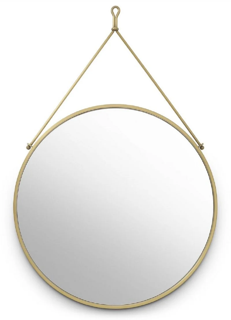 Casa Padrino Luxus Edelstahl Wandspiegel Messing Ø 65 x 3 x H. 97 cm - Garderoben Spiegel - Wohnzimmer Spiegel - Schlafzimmer Spiegel - Luxus Kollektion