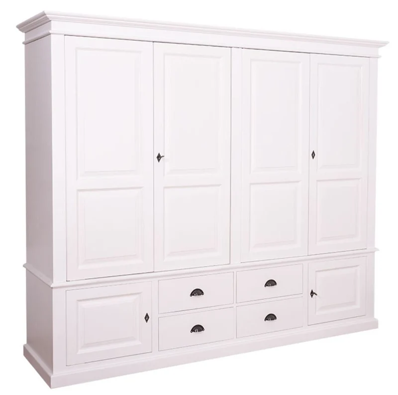 Casa Padrino Landhausstil Kleiderschrank Weiß 232 x 59 x H. 197 cm - Schlafzimmermöbel im Landhausstil