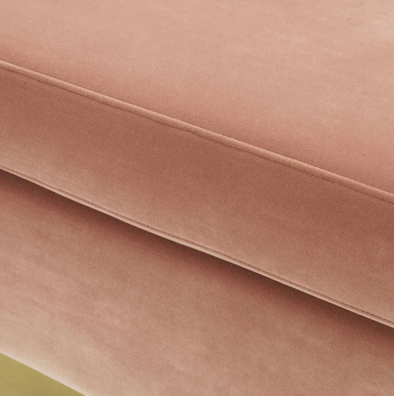 Casa Padrino Luxus Samt Sofa Hautfarben / Messing 225 x 90 x H. 80 cm - Wohnzimmer Sofa - Luxus Qualität
