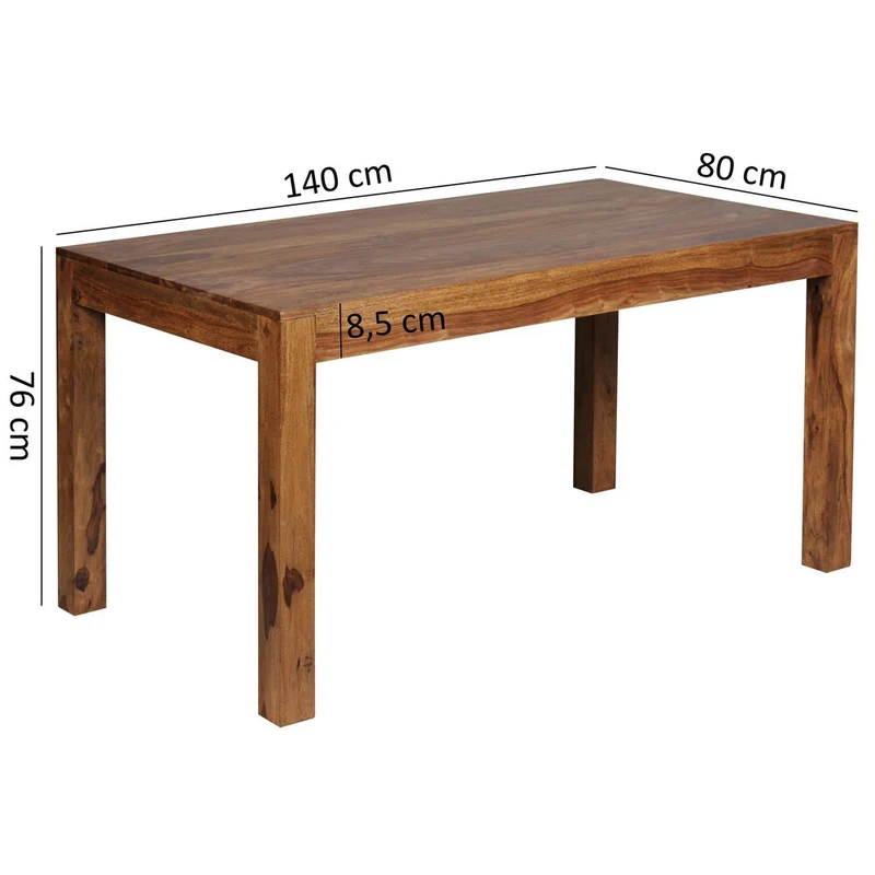 Esstisch Massivholz Modern 140x80 cm mit stabilen Standbeinen und einfacher Pflege