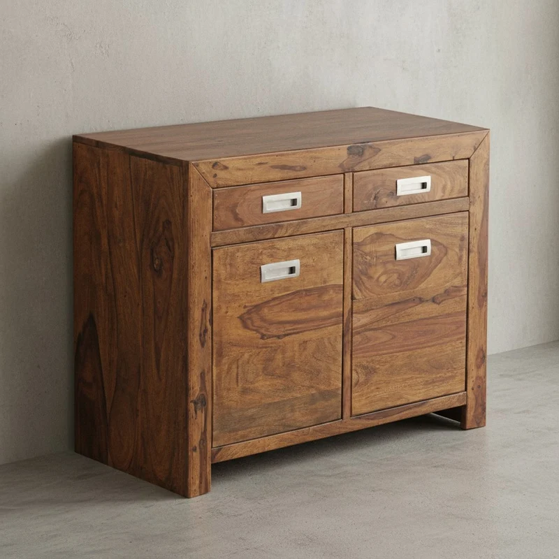 Sideboard – Massivholz, 90 cm, 2 Türen, Schubladen, viel Stauraum