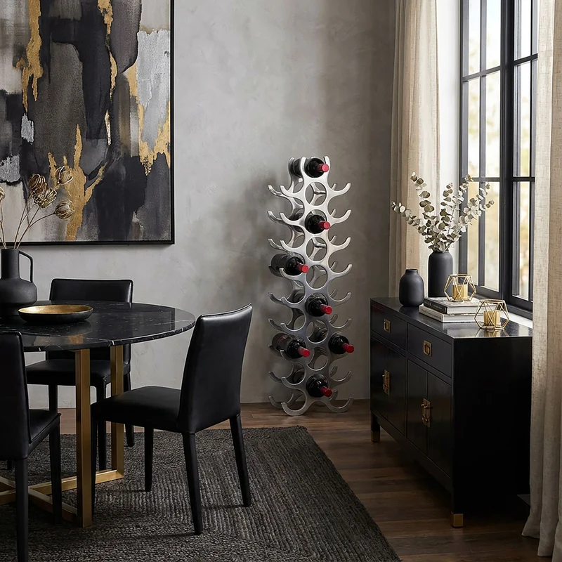 Weinregal Aluminium Modern Stil für 27 Flaschen stehend 98x31x14cm