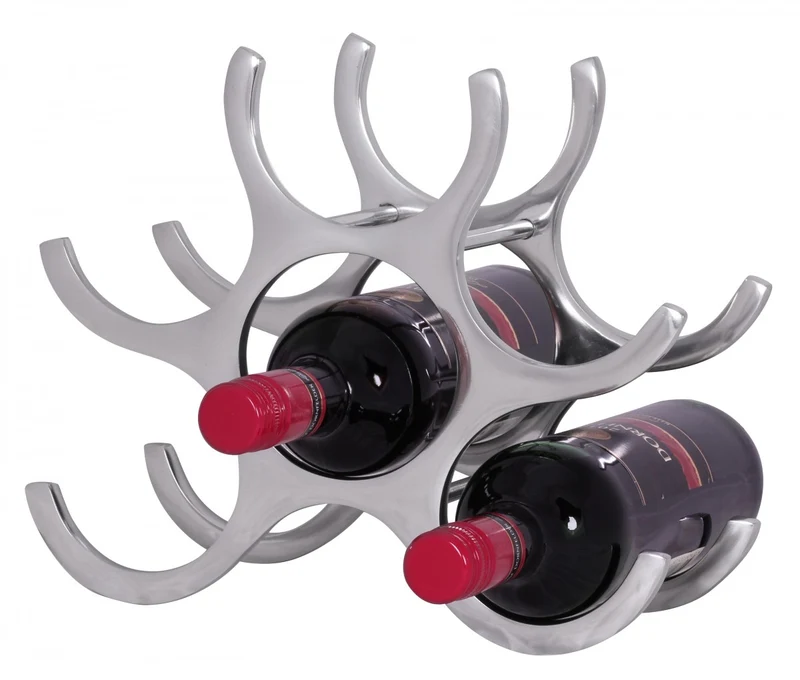 Weinregal Aluminium Modern Stil für 6 Flaschen platzsparend 24x29x14cm