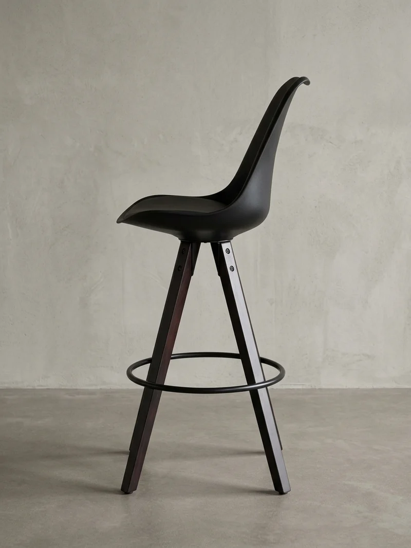 Barhocker – Skandinavisch, Kunstleder, Rückenlehne, X-Beine mit Metallring