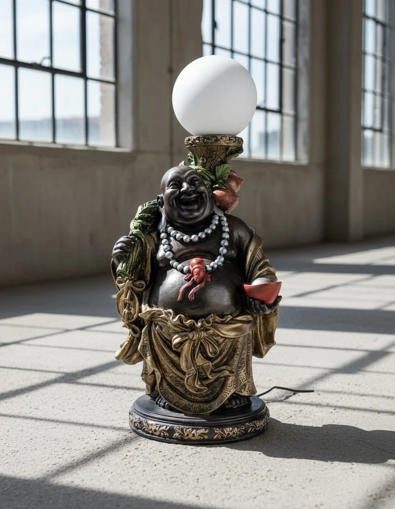Casa Padrino Luxus Deko Skulptur Deko Objekt Buddha Lampe H. 55 cm - Deko Skulptur - Deko Figur - Tierfigur - Gartendeko