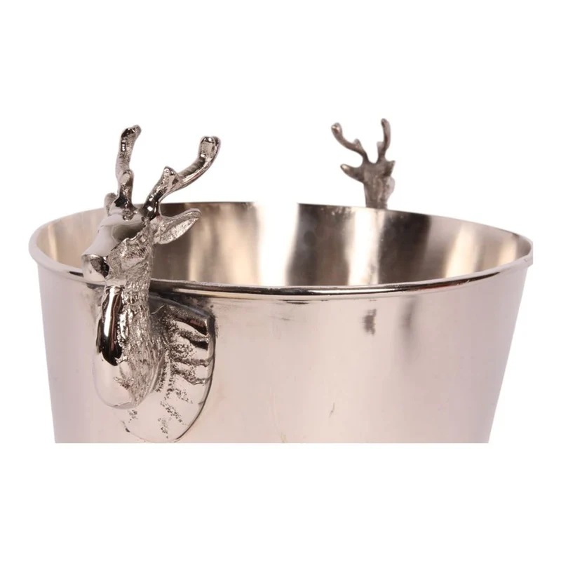 Casa Padrino Luxus Weinkühler Silber 41 x 21 x H. 24 cm - Ovaler Sektkühler mit Hirschkopf Griffen
