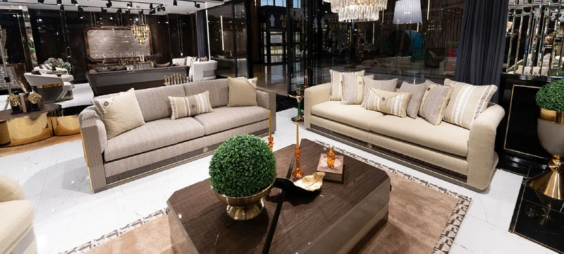 Casa Padrino Luxus Couchtisch 2er Set Braun / Grau / Gold - Luxus Massivholz Wohnzimmertische - Wohnzimmer Möbel - Luxus Möbel