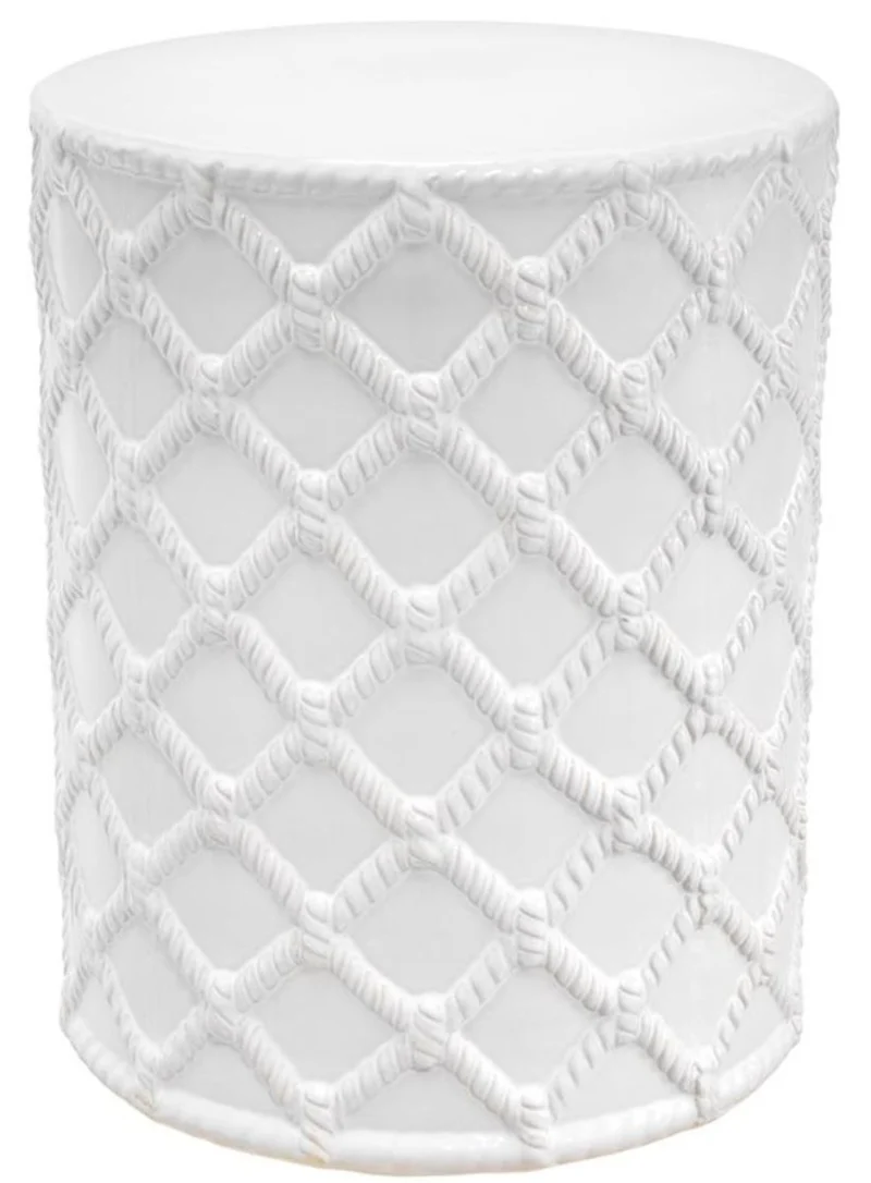 Casa Padrino Keramik Trommel Weiß Ø 36 x H. 45 cm - Designer Wohnzimmer Dekoration