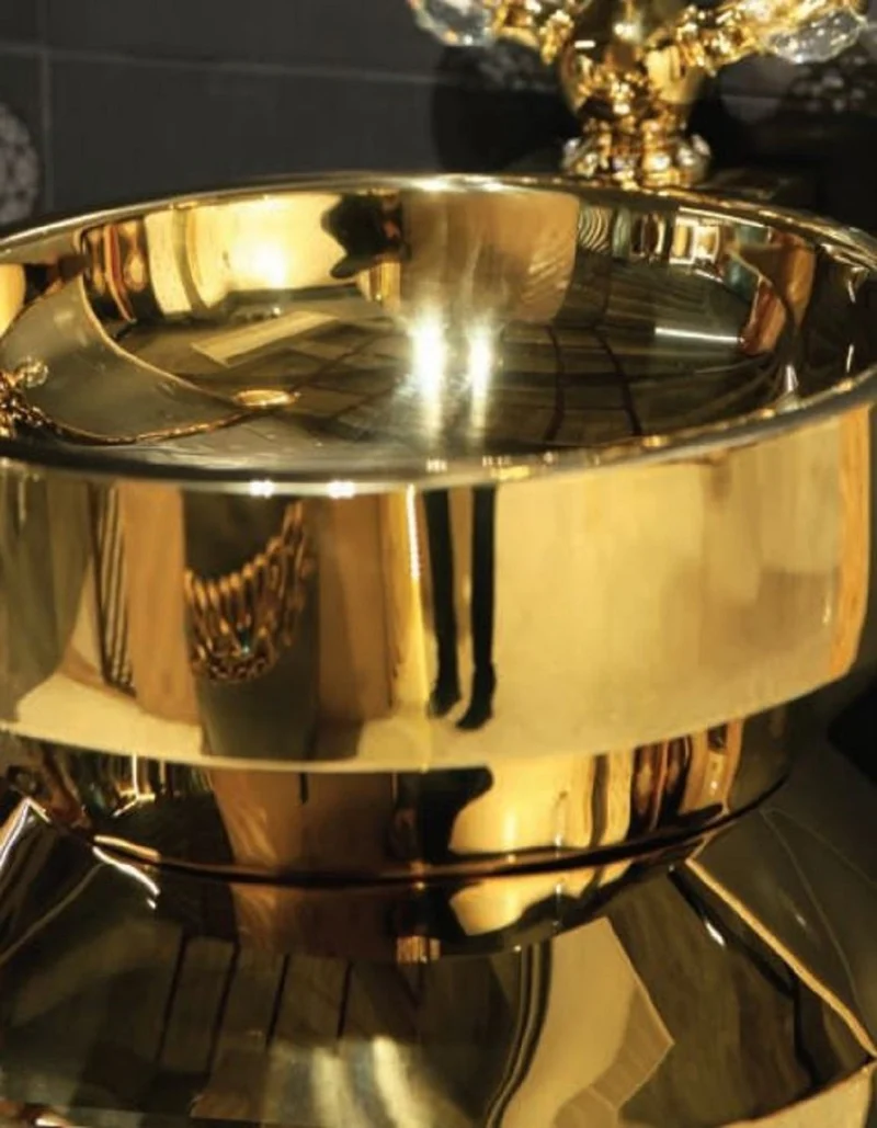 Casa Padrino Luxus Edelstahl Waschtisch Gold 40 x H. 86 cm - Goldene Badezimmer Möbel - Hotel & Restaurant Kollektion - Luxus Qualität