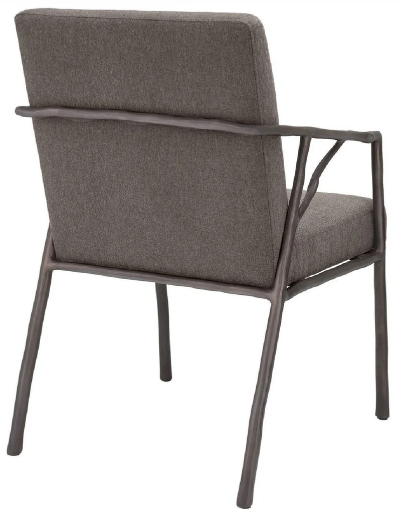 Casa Padrino Luxus Esszimmerstuhl Graubraun / Bronze 56 x 61 x H. 83 cm - Edler Küchenstuhl mit Armlehnen - Luxus Esszimmer Möbel