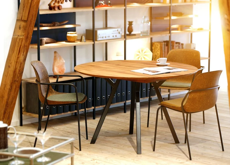 Tisch Panyo, Rüster, D 120 cm - Besonderes Holz, guter Preis
