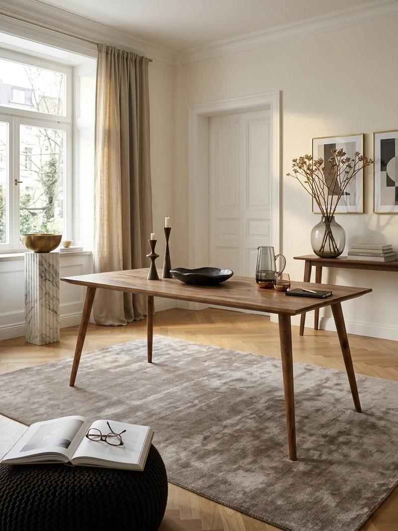 Esstisch Massivholz Braun Landhausstil Handgefertigt