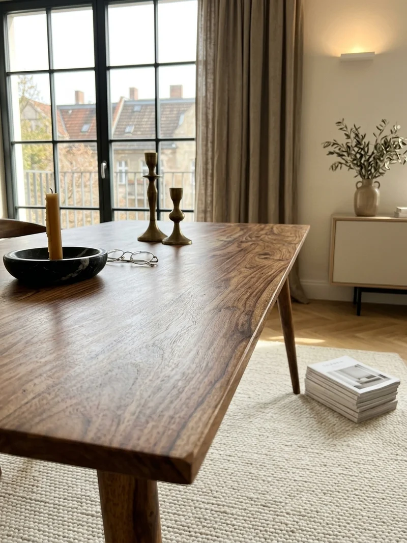 Esstisch Massivholz Braun Landhausstil Handgefertigt