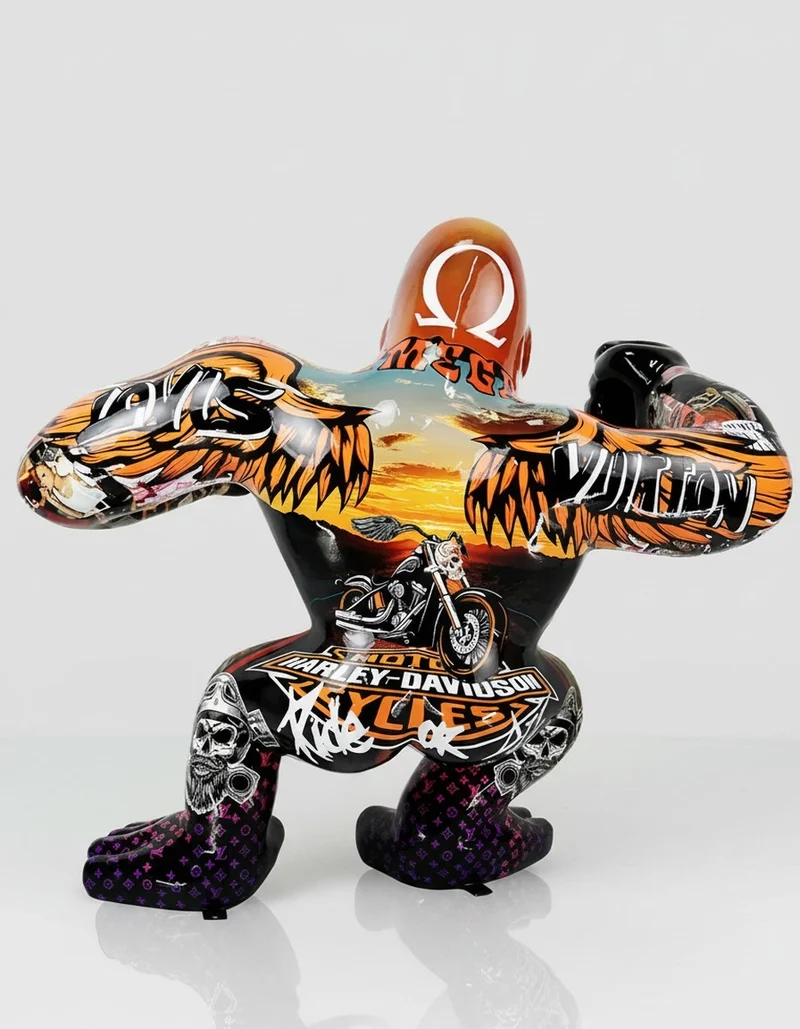Casa Padrino Luxus Deko Skulptur Affe Kong Wütende Gorilla Dubai H. 180 cm - Riesige Gartenskulptur - Lebensgroße Skulptur - XXL Deko Skulptur - XXL Deko Figur