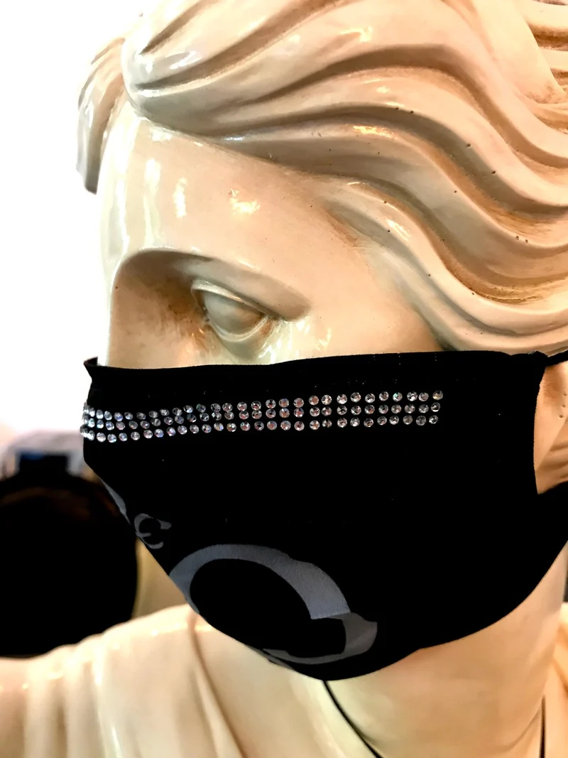 Casa Padrino Bling Bling Maske Schwarz / Silber - CP Maske mit Glitzersteinen
