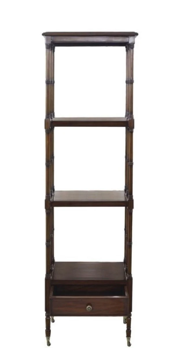 Casa Padrino Luxus Wohnzimmerschrank / Regalschrank mit Schublade Dunkelbraun 44 x 36 x H. 163 cm - Luxus Wohnzimmermöbel