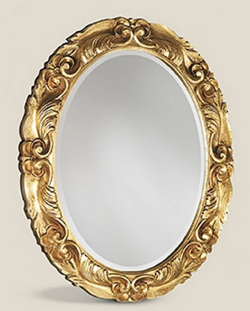 Casa Padrino Luxus Barock Spiegel Gold - Ovaler Massivholz Wandspiegel im Barockstil - Barock Möbel - Luxus Qualität - Made in Italy