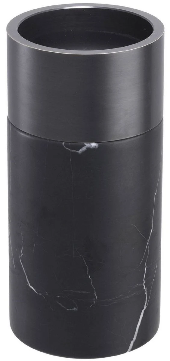 Casa Padrino Luxus Kerzenhalter Set Schwarz / Bronzefarben - 3 runde Marmor Kerzenhalter - Luxus Qualität - Deko Accessoires
