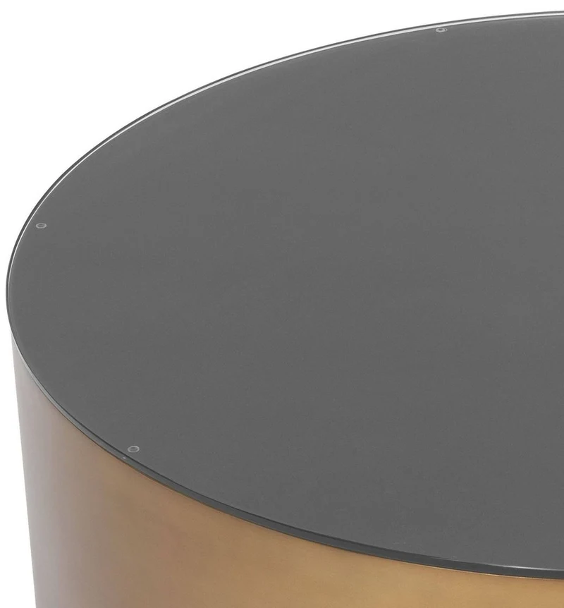 Casa Padrino Luxus Couchtisch Antik Messingfarben Ø 100 x H. 41 cm - Runder Stahl Wohnzimmertisch mit Glasplatte - Wohnzimmer Möbel - Luxus Möbel
