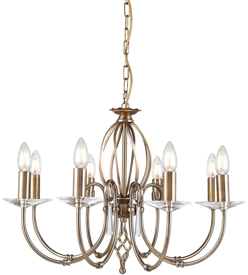Casa Padrino Barock Kronleuchter Antik Messing Ø 65 x H. 46 cm - Elegante Wohnzimmer Kronleuchter - Kronleuchter im Barockstil