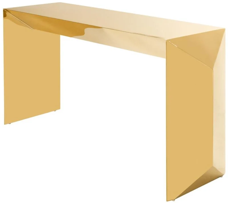 Casa Padrino Luxus Designer Konsole / Konsolentisch Gold 155 x 45 x H. 76 cm - Designermöbel