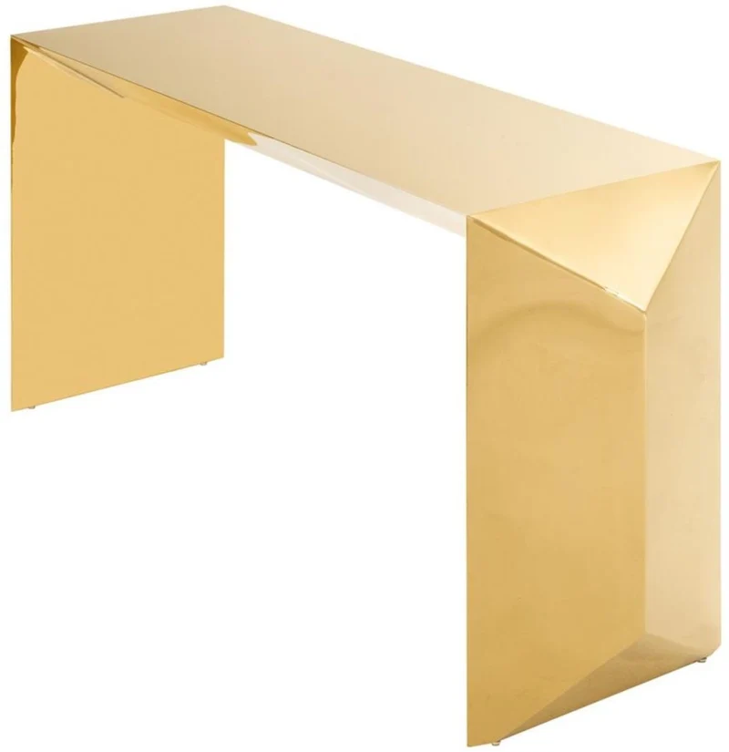 Casa Padrino Luxus Designer Konsole / Konsolentisch Gold 155 x 45 x H. 76 cm - Designermöbel