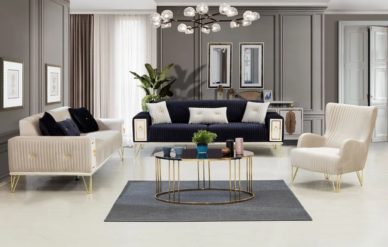 Casa Padrino Luxus Schlafsofa Cremefarben / Weiß / Gold 220 x 90 x H. 80 cm - Modernes Wohnzimmer Sofa - Wohnzimmer Möbel